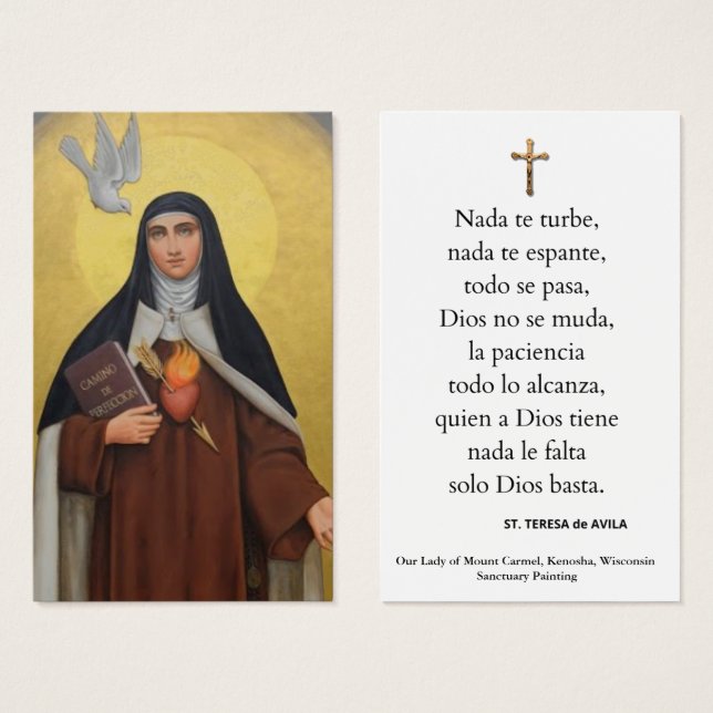 St. Teresa von Avila Spanisches Gebet Katholische  (Vorne & Hinten)