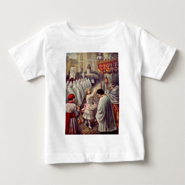 St. Teresa wirft Blume zum gesegneten Sakrament Baby T-shirt (Vorderseite)