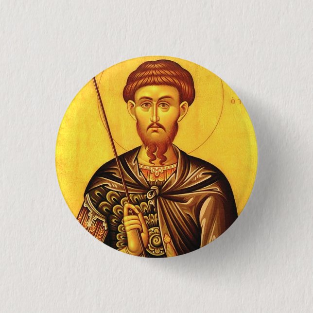 St. Theodore Tiron-Orthodoxe Ikone Button (Vorderseite)