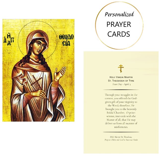 St. Theodosia of Tyre Orthodox Prayer Card         Platzkarte (Von Creator hochgeladen)
