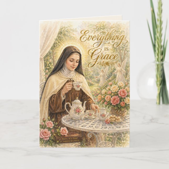 St. Therese Alles ist Gnade Katholisch Karte (Vorderseite)