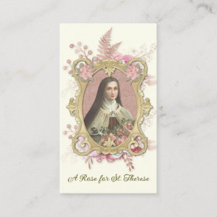St. Therese Carmelite Nun Rose Religious Gedicht Platzkarte