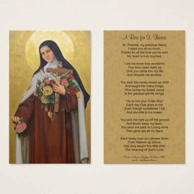 St. Therese, das kleine Blume Gedicht (Vorne & Hinten)