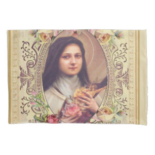 St. Therese das kleine Blumen-Rosen-Kruzifix Kissenbezug