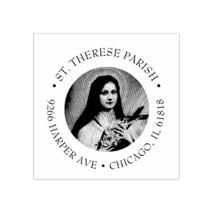 ST. THERESE DER KLEINE BLUMEN-PERSONALISIERTE NAME GUMMISTEMPEL