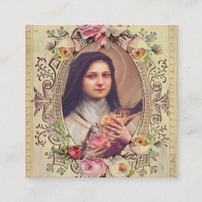 St. Therese der kleine Blumen-Rosa-RosenNovena Quadratische Visitenkarte (Vorderseite)