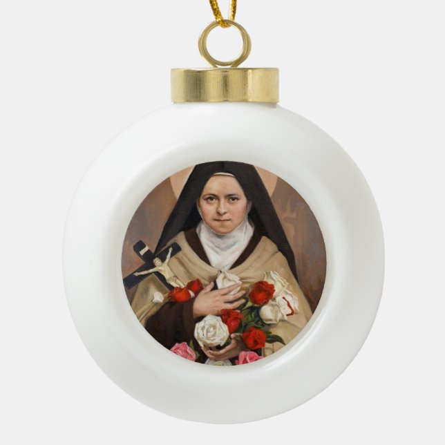 St.Therese der Lisieux Weihnachtsverzierung Keramik Kugel-Ornament (Vorderseite)