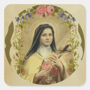 St. Therese des Kindes Jesus wenig Blume Quadratischer Aufkleber