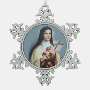 St. Therese des Kindes Jesus wenig Blume Schneeflocken Zinn-Ornament