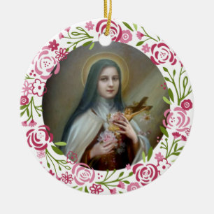 St. Therese des Säuglings-Jesus-Rosen-Kruzifixs Keramik Ornament