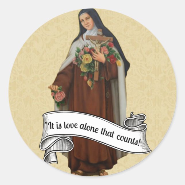 St. Therese die Kleine Blume Carmelite Religious Runder Aufkleber (Vorderseite)