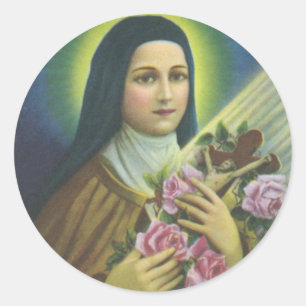 St. Therese die Kleine Blume Katholische Karmelite Runder Aufkleber