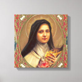 St. Therese die kleine Blume mit rosa Rosen VINTAG Leinwanddruck