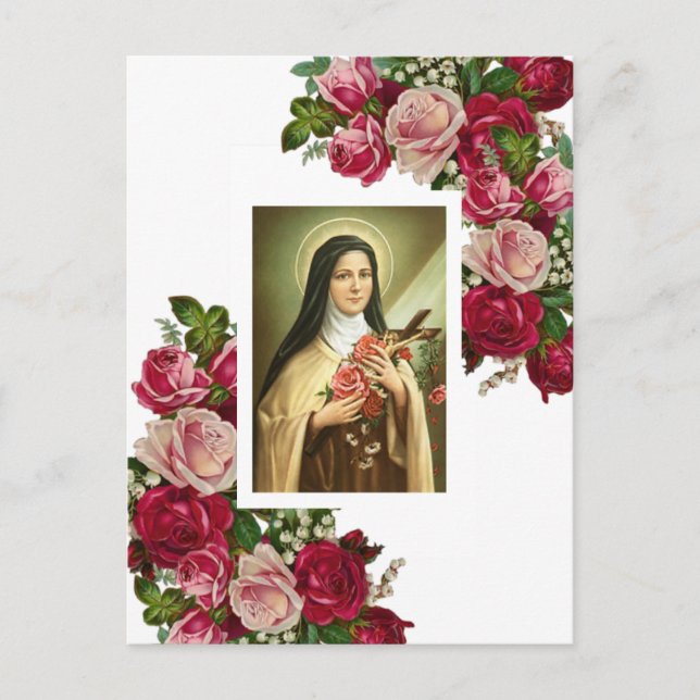St. Therese die kleine Blume Rosenrosen Postkarte (Vorderseite)