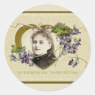 St. Therese die kleine Blume Veilchen Runder Aufkleber