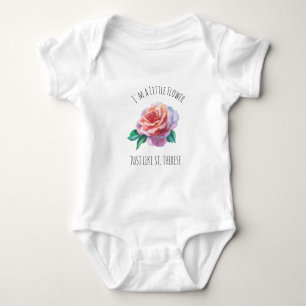 St. Therese die kleine Blumen-Rosa-Rose Baby Strampler