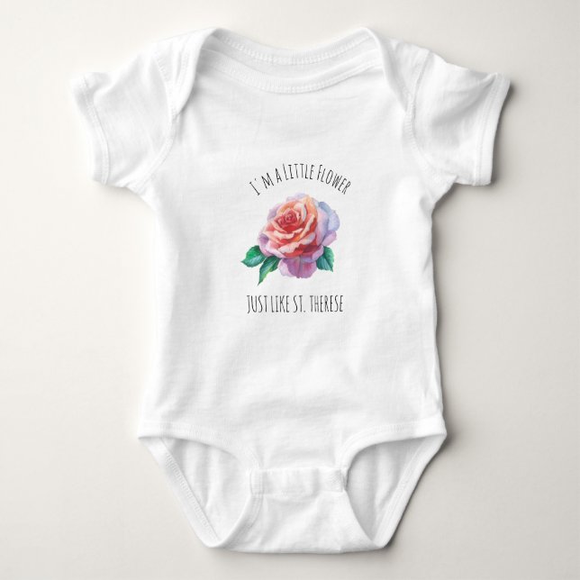St. Therese die kleine Blumen-Rosa-Rose Baby Strampler (Vorderseite)