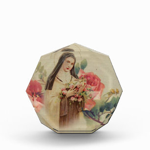 St. Therese die kleinen Blumen-Rosa-Rosen Fotoblock