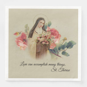 St. Therese die kleinen Blumen-Rosa-Rosen Serviette