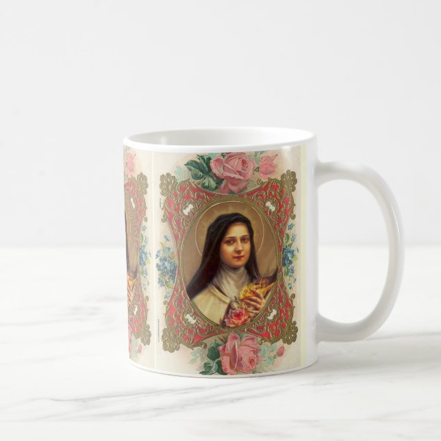 St. Therese die kleinen Rosen der Blume w/pink Kaffeetasse (Rechts)