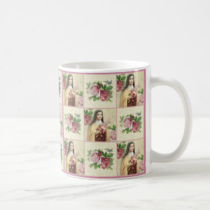 St. Therese die kleinen Rosen der Blume w/red Tasse