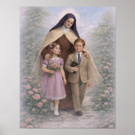 St. Therese führt Kinder Rosen Katholisch Poster