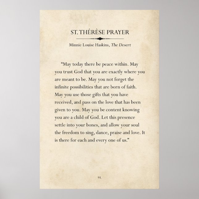 St. Therese Gebet Buchseite Kunst Poster (Vorne)