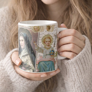 St. Therese Gedicht Vintage Katholischer Rosenkran Kaffeetasse