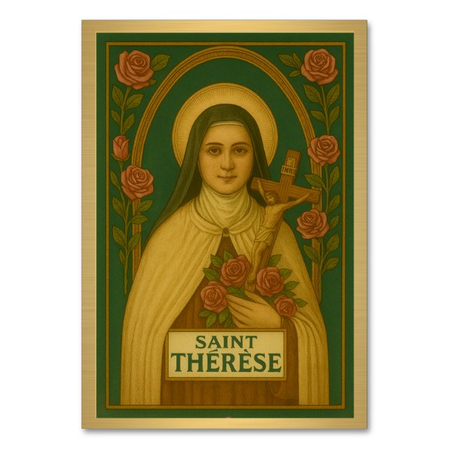 St. Therese Katholic Wedding Table Card Tischnummer (Vorderseite)