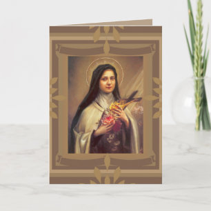 St. Therese Kleine Blume mit rosa Rosen Geburtstag Karte