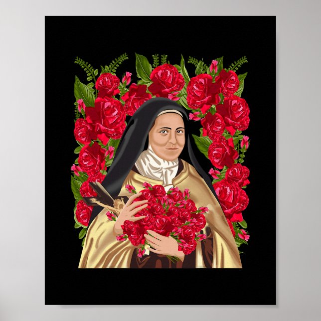 St. Therese Lisieux Blume Rose Christlich Poster (Vorne)