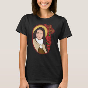 St Therese of Lisieux Kinder Kleine Blume Rose Cat T-Shirt