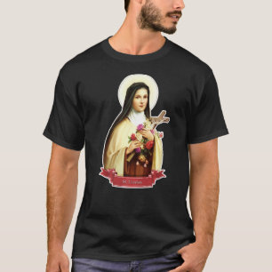 St Therese of Lisieux Kinder Kleine Blume Rose Cat T-Shirt