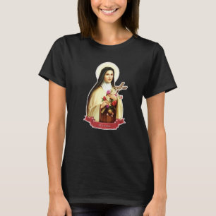 St Therese of Lisieux Kinder Kleine Blume Rose Cat T-Shirt