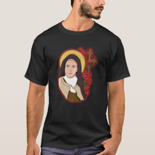 St Therese of Lisieux Kinder Kleine Blume Rose Cat T-Shirt