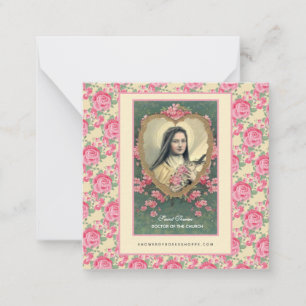 St. Therese Religiite Carmelite Nun Pink Roses Mitteilungskarte