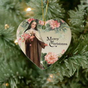 St. Therese Religiöse katholische Weihnachtsgeburt Keramik Ornament