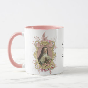 St. Therese Religious Carmelite Pink Floral Tasse