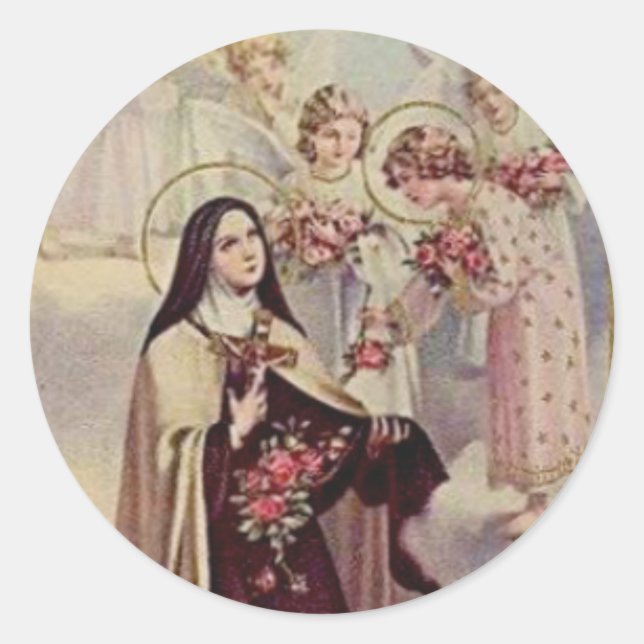 St. Therese Rose Runder Aufkleber (Vorderseite)