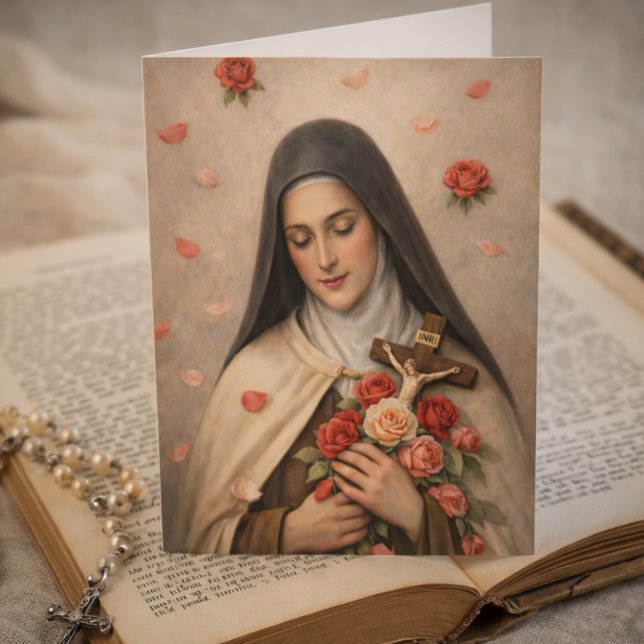 St Thérèse Roses and Crucifix Devotional Karte (Von Creator hochgeladen)