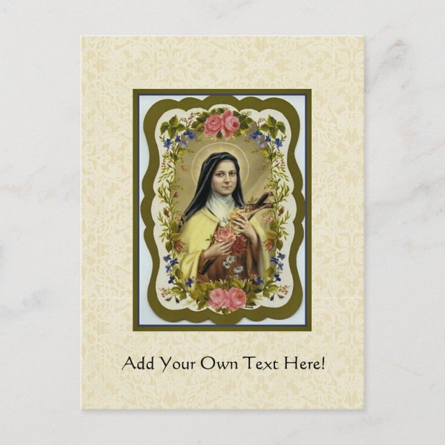 St. Therese the Little Blume Rose Crucifix Herzstü Postkarte (Vorderseite)