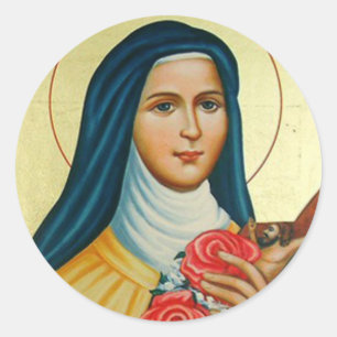 St. Therese the Little Blume Rose Crucifix Runder Aufkleber