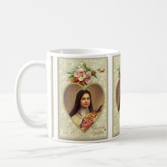 St. Therese Valentine-Gruß-Tasse Kaffeetasse (Links)
