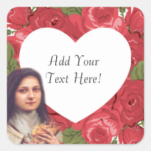 St. Therese Vintage Viktorianische Rote Rosen Quadratischer Aufkleber