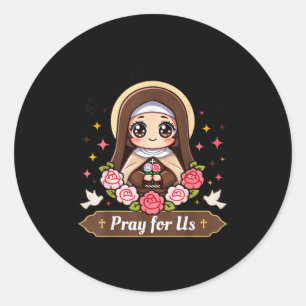 St. Therese von Lisieux betet für uns katholische  Runder Aufkleber
