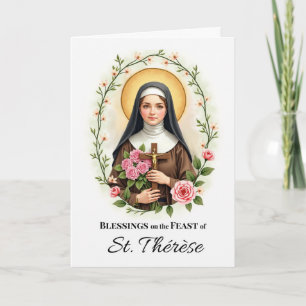 St. Therese von Lisieux Festtag Segnungen Rose Karte