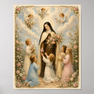 St. Thérèse von Lisieux "Kleine Blume" mit Kindern Poster