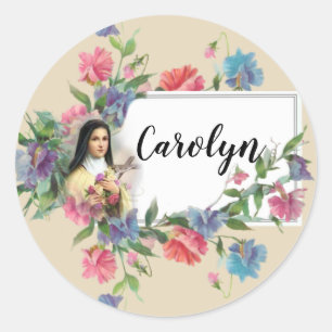 St. Therese von Lisieux personalisiert Runder Aufkleber
