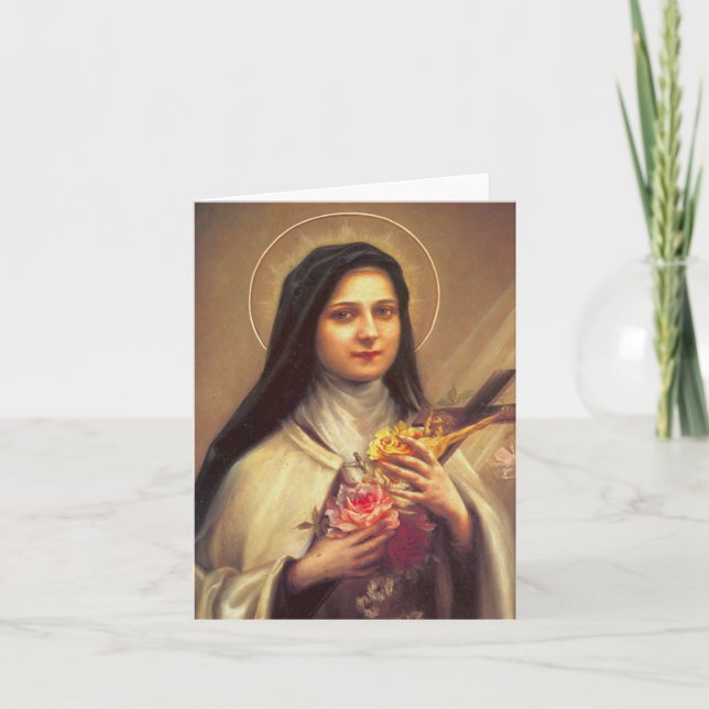 St. Therese von Lisieux wenig Blume w/prayer Karte (Vorderseite)