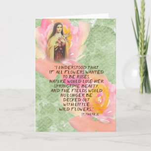 St. Therese Watercolor Roses Zitat Karte